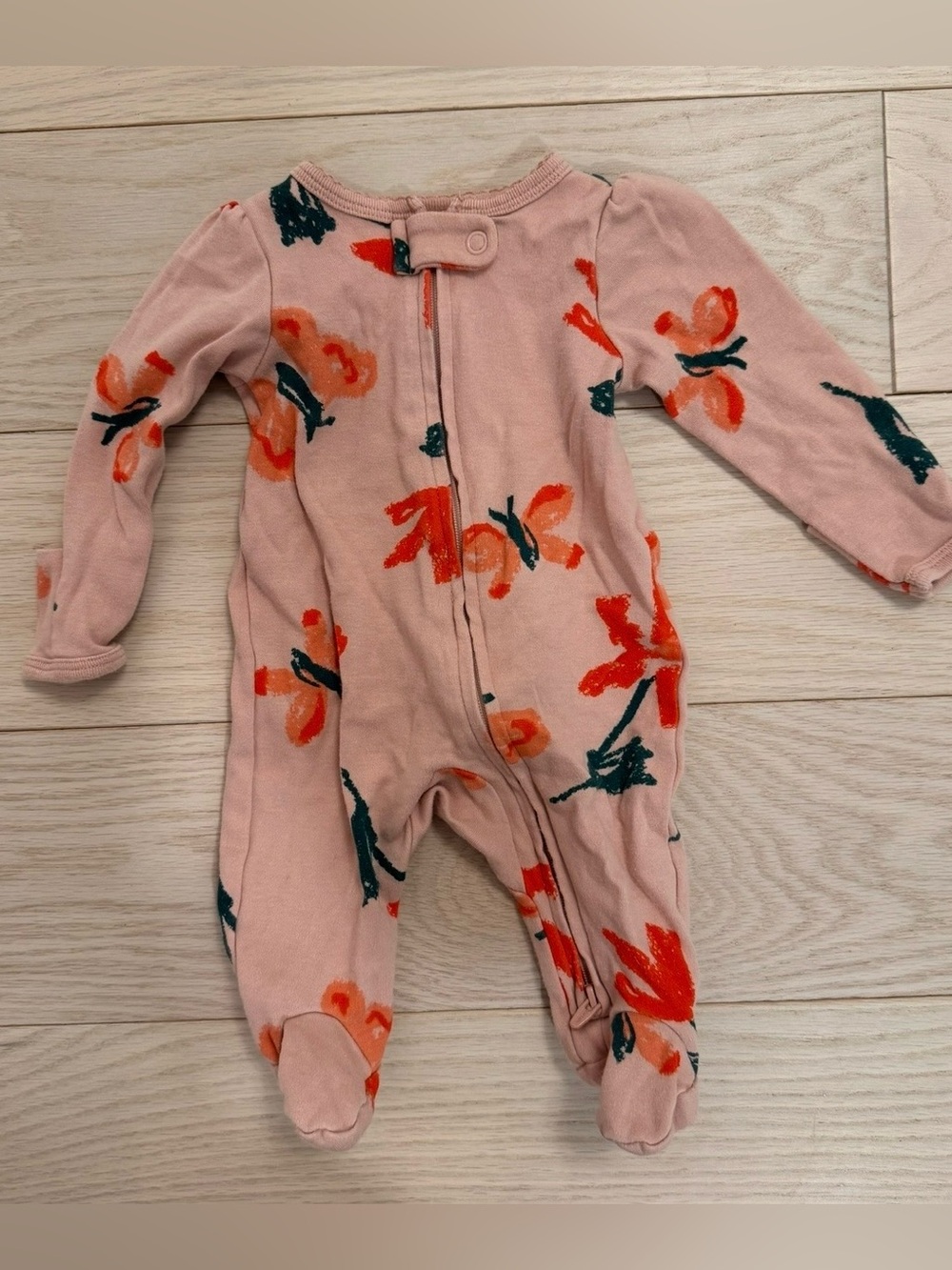 Carter's Pink Floral Footed One-Piece NB